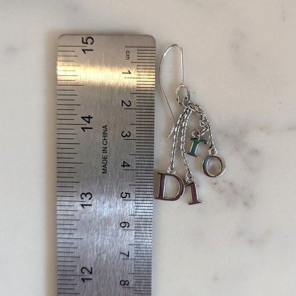 NWT Dior Silver Charm Earrings Vintage Wire Drop Rare - Picture 3 of 5